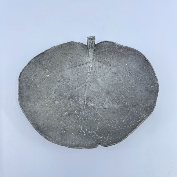 vintage don drumm pewter aspen leaf trinket dish signed - Picture 1 of 4